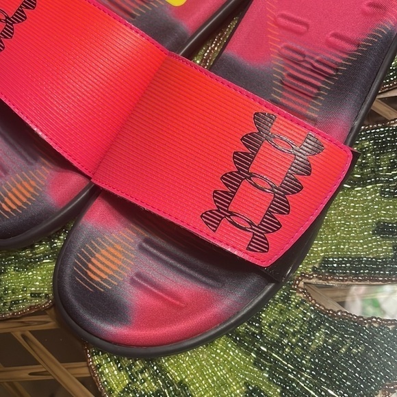 Brand New Under Armour Water Friendly Mercenary Slides Large Strap Pink Sandals - Picture 4 of 10